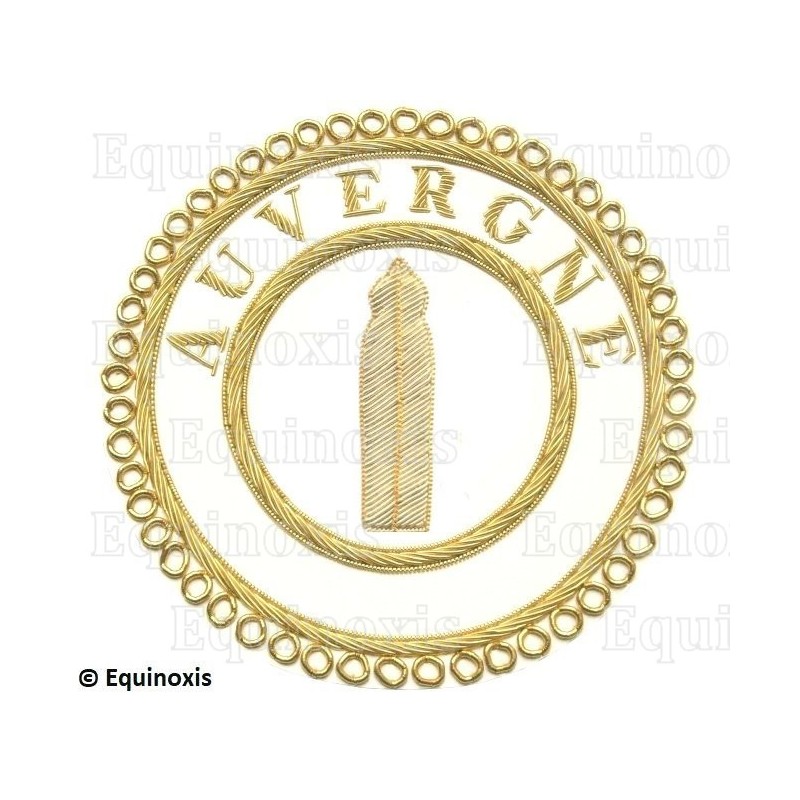 Badge / Macaron GLNF – Grande tenue provinciale – Deuxième Grand Surveillant – Auvergne – Brodé main